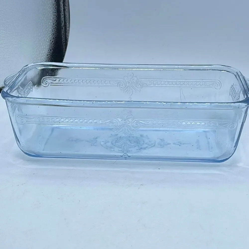 Vintage Fire King Philbe glass loaf pan Sapphire Blue. 1940’s lots of air bubble